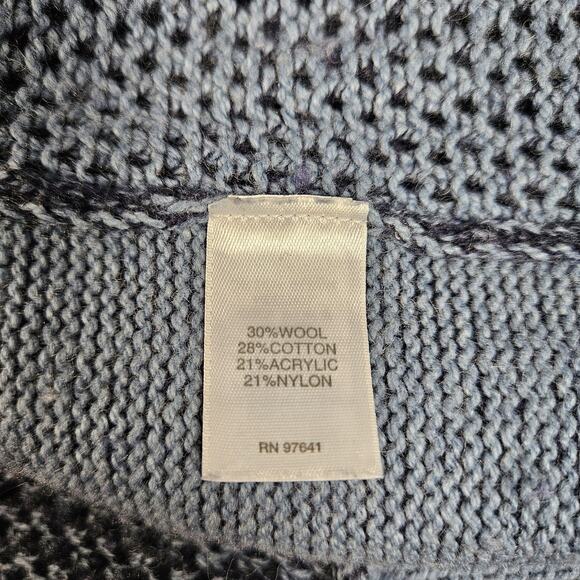 J. Jill Long Cardigan Sweater Size Medium Blue Wool Cotton Blend Beaded Tie - Picture 6 of 7